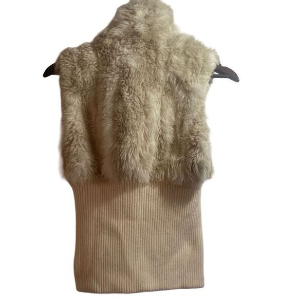 Urban Behavior Women's Cream Faux Fur Knit Sleeveless Night Out Vest - Picture 6 of 8